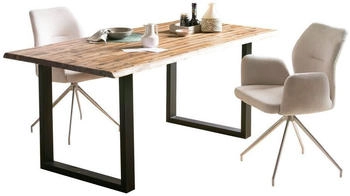 SalesFever Esstisch Akazie 200x100 cm 35 mm Akazie naturU-Form 200x100x75 cm natur-schwarz (399040)