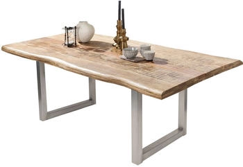 SIT Esstisch mit Baumkante (160 cm Mango naturMetall antiksilber 160x90x76 cm (15490-40)
