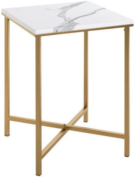 CarryHome Beistelltisch Gold Marmoroptik quadratisch X-Form 39x53x39 cm