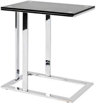 CarryHome Beistelltisch Schwarz Chrom Metall Glas rechteckig 37x58x54 cm