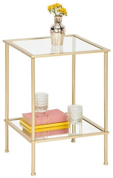 CarryHome Beistelltisch Gold Metall Glas quadratisch 39x55x39 cm