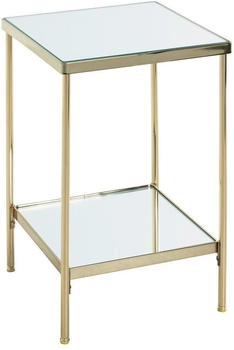 CarryHome Beistelltisch Messing Metall Glas quadratisch 29x46x29 cm