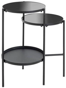 CarryHome Beistelltisch Schwarz Metall Glas rund 39x71x56 cm
