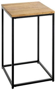 CarryHome Beistelltisch Schwarz Eiche Metall Eiche massiv quadratisch 35x60x35 cm