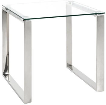 CarryHome Beistelltisch Edelstahl Metall Glas quadratisch Kufe 55x55x55 cm
