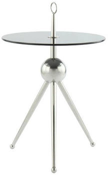 Kayoom Beistelltisch Grau Silber Metall Glas rund 46x52x46 cm