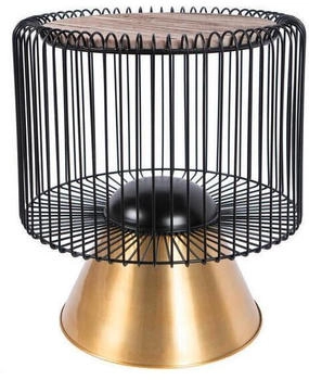 Kayoom Beistelltisch Braun Schwarz Gold Metall Stein 51x56,5x51 cm