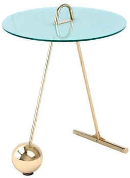 Kayoom Beistelltisch Weiß Gold Metall Glas rund 46x60x46 cm