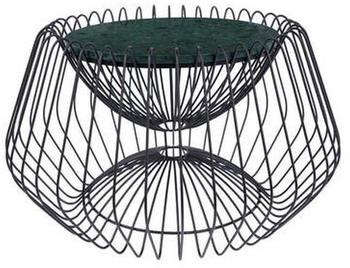 Kayoom Beistelltisch Grün Schwarz Metall Stein rund 60x35x60 cm