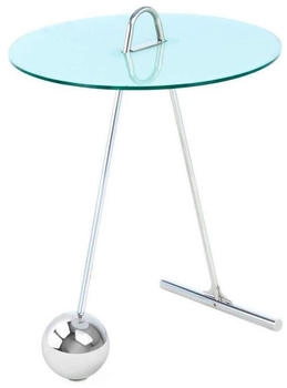 Kayoom Beistelltisch Silber Weiß Metall Glas rund 46x60x46 cm