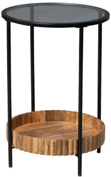 Landscape Beistelltisch Braun Glas Mangoholz rund 44x62x44 cm