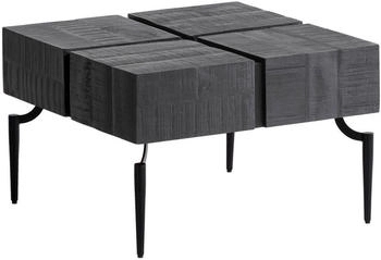 Livetastic Couchtisch Schwarz Mangoholz massiv quadratisch konisch 60x40x60 cm