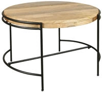 byLIVING Couchtisch "Hanna" massive Mango Tischplatte 35mm und schwarzen