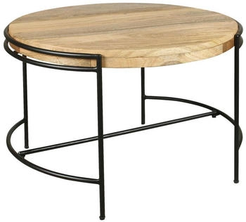 Livetastic Couchtisch Schwarz Hellbraun Metall Mangoholz vollmassiv rund 40 cm