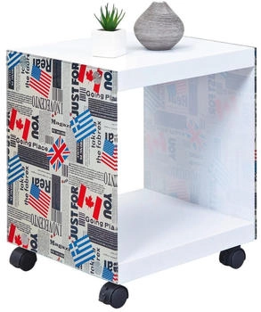 Mid.you Couchtisch Blau Rot Schwarz Weiß Glas Flaggen quadratisch 33,50x46x38 cm