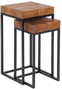 Mid.you Satztisch Sheesham 2-teilig massiv 30x60x30/25x51x30 cm
