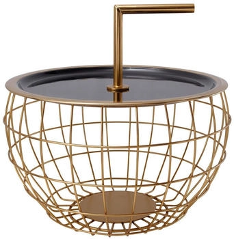Mid.you Beistelltisch Schwarz Gold rund Gittergestell 38x24x38 cm