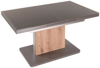 Vierhaus Couchtisch Grau Eiche Artisan Silber Glas rechteckig 65x55-74x110-150 cm