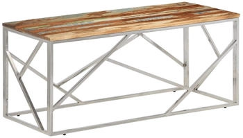 vidaXL Couchtisch Silbern Edelstahl/Altholz Massiv Modell 10