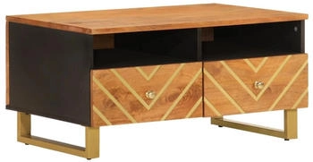 vidaXL Couchtisch Braun und Schwarz 80x54x40 cm Massivholz Mango