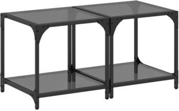 vidaXL Couchtische mit Glasplatte 2 Stk. Schwarz 40x40x40 cm Stahl
