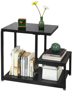SoBuy Beistelltisch Sofatisch mit Glasplatte und 3 Ablagen FBT65-SCH
