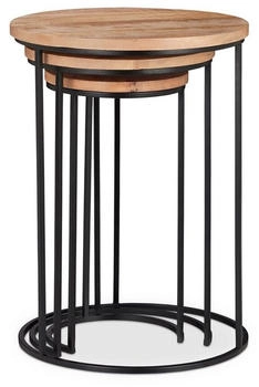 Relaxdays 3er-Beistelltische-Set Holz braun (10024710)