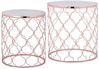 WOMO-DESIGN Beistelltisch 2Er Set Phoenix I 40/45 cm Weiß Banswara Marmor