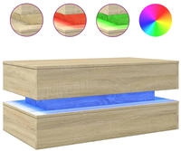 vidaXL Couchtisch mit LED-Leuchten Sonoma-Eiche 90x50x40 cm