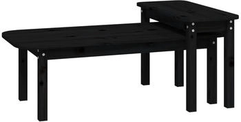 vidaXL 2-tlg. Couchtisch-Set Schwarz Massivholz Kiefer