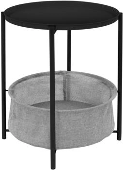 ML-Design Beistelltisch Rund 46xH51 cm Couchtisch mit Stoffkorb Schwarz Metall