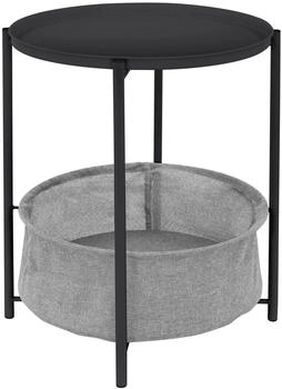ML-Design Beistelltisch Rund 46xH51 cm Couchtisch mit Stoffkorb Anthrazit Metall
