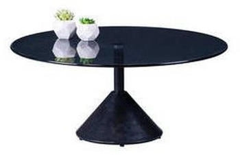 BOXXX Couchtisch Schwarz Grau Glas Metall rund Sockel 80x40x80 cm