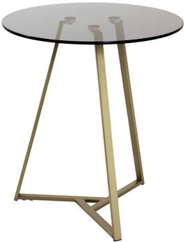 CarryHome Beistelltisch Grau Gold Metall Glas rund eckig 45x50x45 cm CarryHome Beistelltisch Grau Gold Metall Glas rund eckig 45x50x45 cm