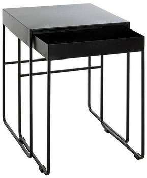CarryHome Beistelltischset Schwarz Metall 2-teilig rechteckig 39-42x51-54x39-42 cm