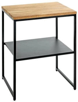 CarryHome Beistelltisch Schwarz Eiche Metall Eiche massiv rechteckig 35x35x45 cm