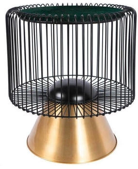 Kayoom Beistelltisch Grün Schwarz Gold Metall Stein 51x56,5x51 cm