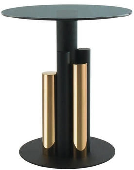 Kayoom Beistelltisch Gold Grau Metall Glas rund 46x52x46 cm