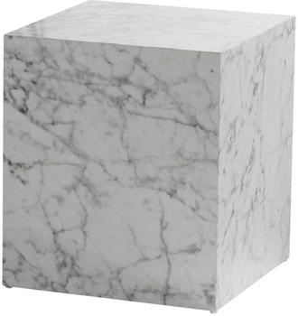 Livetastic Couchtisch Weiß Hochglanz Marmoroptik quadratisch 40x45x40 cm