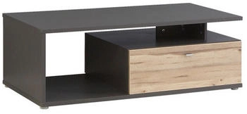 Mid.you Couchtisch Eiche Dunkelgrau Metall 1 Schubladen rechteckig rund 59x40x120 cm