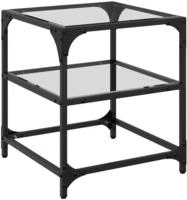 vidaXL Couchtisch mit Glasplatte Transparent 40x40x45 cm Stahl