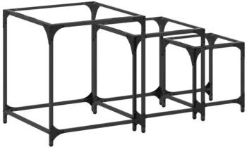 vidaXL Satztische 3 Stk. mit Glasplatte Transparent Stahl