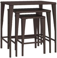vidaXL Satztische 3 Stk. Braun Poly Rattan