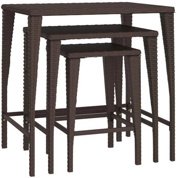 vidaXL Satztische 3 Stk. Braun Poly Rattan Modell 1