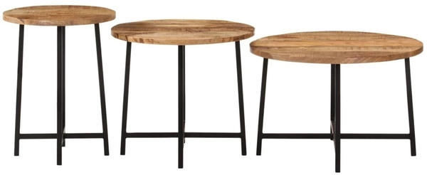 vidaXL Satztische 3 Stk. Massivholz Mango/Eisen Modell 1