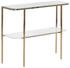 Beliani Konsolentisch Weiß Marmor Optik 100 x 35 cm Glasplatte mit Goldenen Metallbeinen Glamouröser Schminktisch für Wohnzimmer Schlafzimmer Flur