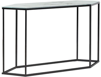 Beliani Konsolentisch Weiß und Schwarz Sicherheitsglas Marmor Optik Rechteckig Schmal Gestell aus Stahl