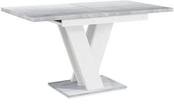 Meblini Esstisch Ausziehtisch 120-160x80x75cm wei&szlig;/ Matt Betonoptik