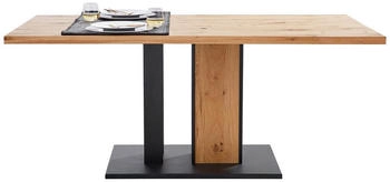 Linea Natura Esstisch, Anthrazit, Schwarz, Eiche, Holz, Metall, Wildeiche, furniert, massiv, eckig, 90x76 cm