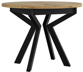Mirjan24 Tisch Ikon VII, Nicht Ausziehbar, Rund, Esszimmertisch, 78x100/100 cm (Farbe: Artisan Eiche-L / Schwarz Metall)